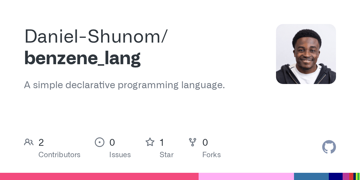 GitHub preview of the Benzene programming language repository.